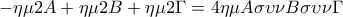 -\eta \mu 2A+\eta \mu 2B+\eta \mu 2\Gamma =4\eta \mu A\sigma \upsilon \nu B\sigma \upsilon \nu \Gamma -\eta \mu 2A+\eta \mu 2B+\eta \mu 2\Gamma =4\eta \mu A\sigma \upsilon \nu B\sigma \upsilon \nu \Gamma