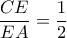 \dfrac{CE}{EA}=\dfrac{1}{2} \dfrac{CE}{EA}=\dfrac{1}{2}