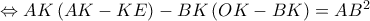 \Leftrightarrow AK\left(AK-KE \right)-BK\left(OK-BK \right)=AB^{2}