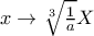 x\to \sqrt[3]{\frac{1}{a}}X