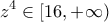 \displaystyle{z^4\in [16,+\infty)}