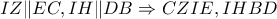 IZ \| EC,IH \| DB \Rightarrow CZIE,IHBD