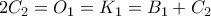 2C_2= O_1 = K_1 = B_1+C_2