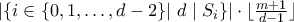 \left| \left\{i \in \mathbb \{ 0,1,\dots, d-2\}| ~d\mid S_i\right\} \right| \cdot \lfloor\frac{m+1}{d-1}\rfloor