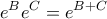 \displaystyle{e^Be^C=e^{B+C}}