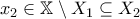 \displaystyle{x_{2} \in \mathbb{X} \setminus X_{1} \subseteq X_{2}}