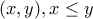 (x,y), x \leq y