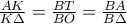 \frac{AK}{K\Delta }=\frac{BT}{BO}=\frac{BA}{B\Delta }
