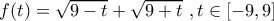 f(t) = \sqrt {9 - t}  + \sqrt {9 + t} \,\,,t \in [ - 9,9]