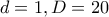d = 1, D = 20