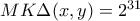 MK\Delta(x,y)=2^{31}