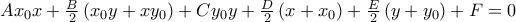 Ax_{0}x+\frac{B}{2}\left( x_{0}y+xy_{0}\right) +Cy_{0}y+\frac{D}{2}\left( x+x_{0}\right) +\frac{E}{2}\left( y+y_{0}\right) +F=0