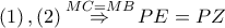 \left( 1 \right),\left( 2 \right)\overset{MC=MB}{\mathop{\Rightarrow }}\,PE=PZ
