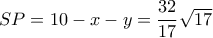 SP=10-x-y= \dfrac {32}{17} \sqrt {17}