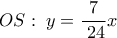  \displaystyle OS:\;y = \frac{7}{{\;24}}x