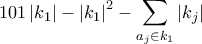 \displaystyle {101\left | k_1 \right |-\left | k_1 \right |^2-\underset{a_j\in k_1}{\sum }\left | k_j \right |}