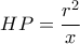 \displaystyle HP = \frac{{{r^2}}}{x}
