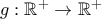 g:\mathbb{R^{+}}\rightarrow\mathbb{R^{+}}