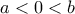 \displaystyle a<0<b