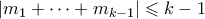 |m_1 + \cdots + m_{k-1}| \leqslant k-1 |m_1 + \cdots + m_{k-1}| \leqslant k-1