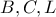 B, C, L