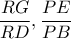 \dfrac{RG}{RD}, \dfrac{PE}{PB}