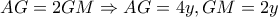 AG=2GM \Rightarrow AG=4y, GM=2y