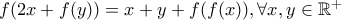 f(2x+f(y))=x+y +f(f(x)) , \forall x ,y \in \mathbb R^+