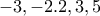 \displaystyle{-3,-2.2,3,5}