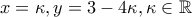 x=\kappa , y=3-4\kappa , \kappa \in \mathbb{R}