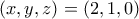 \left(x,y,z\right)=\left(2,1,0 \right)