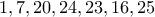 1,7,20,24,23,16,25