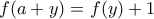 f(a+y)=f(y)+1